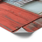 Amerikanische Holzflagge auf Rotem Stall in Vermon Poster (Ecke)