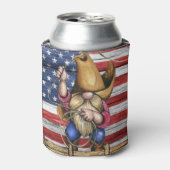 Amerikanische Holzflagge mit Cowboy Gnome Dosenkühler (Kanne Vorderseite)