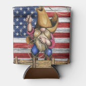 Amerikanische Holzflagge mit Cowboy Gnome Dosenkühler (Vorderseite)
