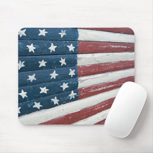 Amerikanische Holzflagge Mousepad (Mit Mouse)