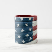 Amerikanische Holzflagge Zweifarbige Tasse (Mittel)