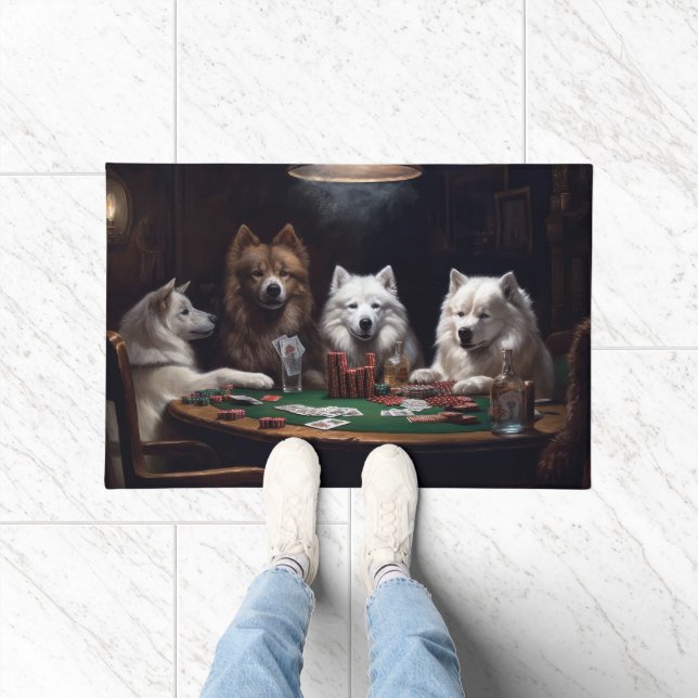 Amerikanische Hunde Eskimo Poker Art Fußmatte (Indoor)