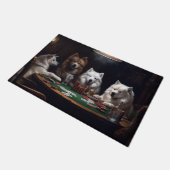 Amerikanische Hunde Eskimo Poker Art Fußmatte (Schrägansicht)