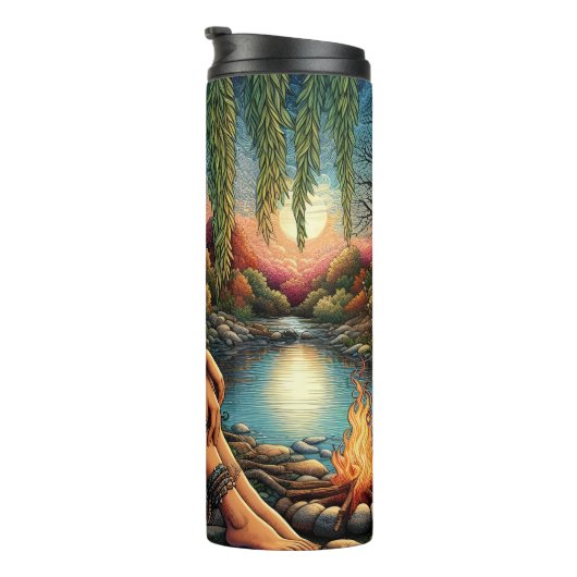 Amerikanische Indianerfrauenwache durch Wüstenstre Thermosbecher (Nach rechts gedreht)