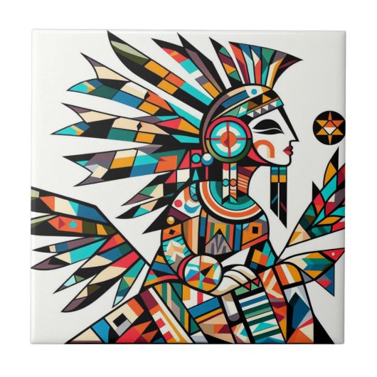 Amerikanische Indianerin Kachina Dancer Art Fliese (Vorderseite)