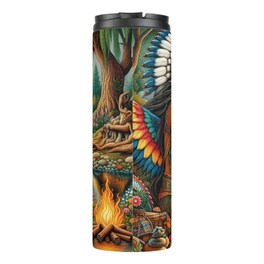 Amerikanische Indianerwache Geist der Wildnis. Thermosbecher (Rückseite)