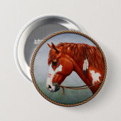 Amerikanische Kastanienpinto-Kriegspferd Button (Vorne & Hinten)