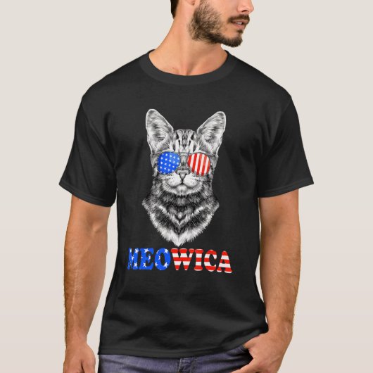 Amerikanische Katze 4. Juli Meowica Merica Men Usa T-Shirt (Vorderseite)
