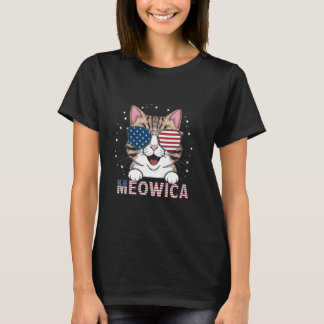 Amerikanische Katzen-Meowica-Sonnenbrille Coole Pa T-Shirt