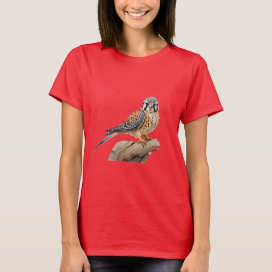 Amerikanische Kestrel auf Stein T-Shirt (Vorderseite)