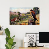 Amerikanische Kestrels auf einem Stacheldraht Poster (Heimbüro)