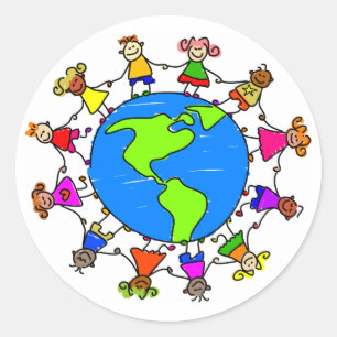 Amerikanische Kinder Runder Aufkleber