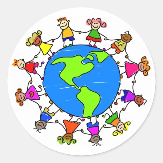 Amerikanische Kinder Runder Aufkleber (Vorderseite)