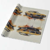 Amerikanische Klassik Yellow Car Geschenkpapier (Ungerollt)