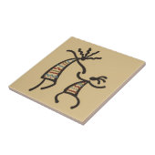 Amerikanische Kokepelli Dancers Tan Keramik Tile Fliese (Seite)