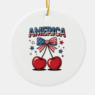 Amerikanische Kokette Schleife Kirsche Ästhetik US Keramik Ornament