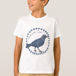 Amerikanische Krähe Vogelart Vogel Aquarell Kunst T-Shirt