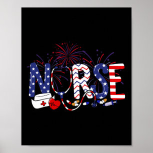 Amerikanische Krankenschwester 4. Juli Nurse Steth Poster