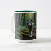 Amerikanische Krieger und Wolf-Wildlife-Design Zweifarbige Tasse (Vorderseite Links)