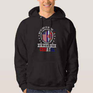 Amerikanische kroatische Flagge Herz aus Kroatien, Hoodie