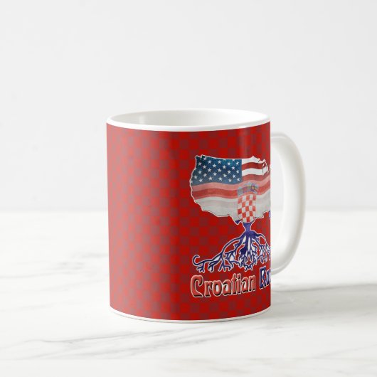 Amerikanische Kroatische Roots-Kaffee-Tasse Kaffeetasse (VorderseiteRechts)