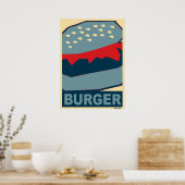 Amerikanische Küche: Hamburger in Blue Art Poster (Küche)