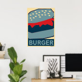 Amerikanische Küche: Hamburger in Blue Art Poster (Heimbüro)