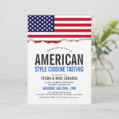 Amerikanische Küche | Party Flag Weißer Einladung (Stehend Vorderseite)