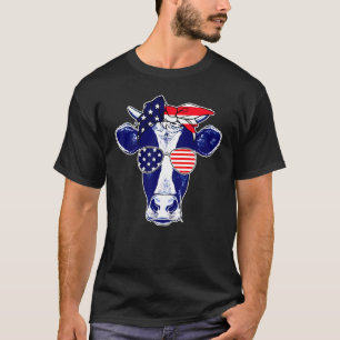Amerikanische Kühe Bauer Patriotische Kuh 4. Juli  T-Shirt