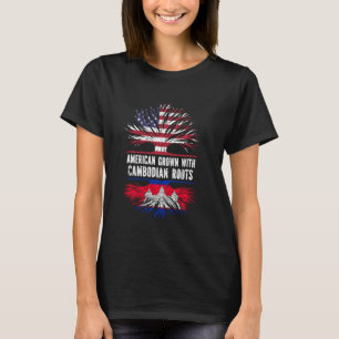 Amerikanische Kultur mit kambodschanischer Flagge T-Shirt