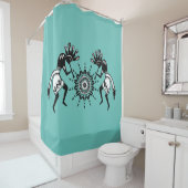 Amerikanische Kultur - Sun Dancing Kokopelli 1 Duschvorhang (Beispiel)