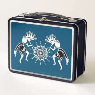 Amerikanische Kultur - Sun Dancing Kokopelli 2 Metall Brotdose