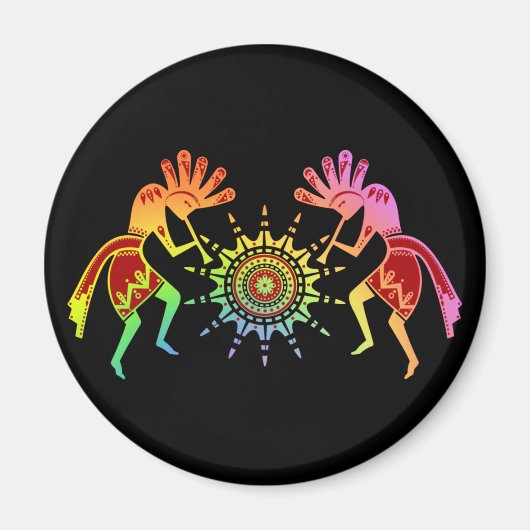Amerikanische Kultur - Sun Dancing Kokopelli 4 Magnet (Vorne)