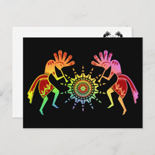 Amerikanische Kultur - Sun Dancing Kokopelli 4 Postkarte