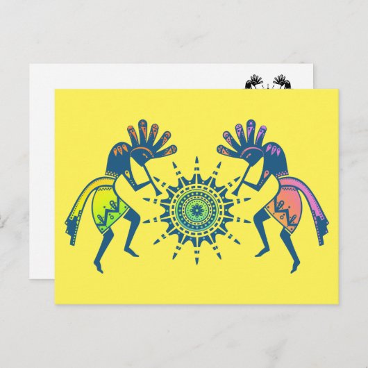 Amerikanische Kultur - Sun Dancing Kokopelli 5 Postkarte (Vorne/Hinten)