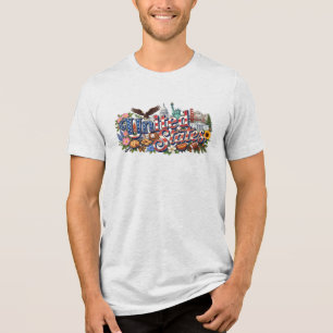 Amerikanische Kulturerbestätten USA-Flaggen-Symbol Tri-Blend Shirt