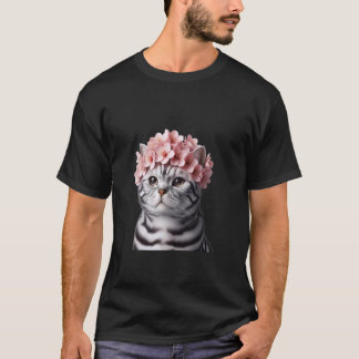 Amerikanische Kurzhaar Katze mit Sakura-Krone - Sü T-Shirt