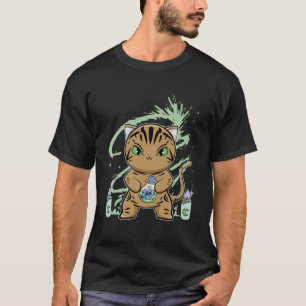 Amerikanische Kurzhaar Katze mit Trank Halloween T-Shirt