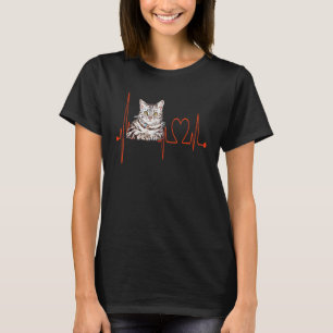 Amerikanische Kurzhaar-Katzen-Herzschlag EKG Katze T-Shirt