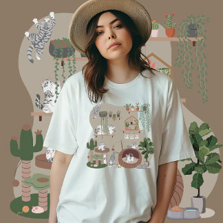 Amerikanische Kurzkatze, die in Cat Tree Zuhause s T-Shirt