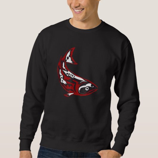 Amerikanische Lachsfische Totem Stamm Pazifik C Sweatshirt (Vorderseite)