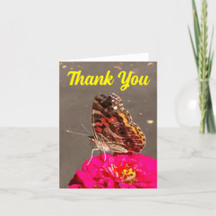 Amerikanische Lady Butterfly über Zinnia Dankeskarte