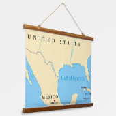 Amerikanische Landkarte Wandteppich Mit Holzrahmen (Gewinkelt)