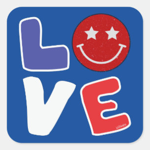 AMERIKANISCHE LIEBE lustig 4. Juli Quadratischer Aufkleber