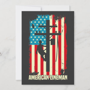 Amerikanische Lineman-Flagge Elektrokabel Patrioti Einladung
