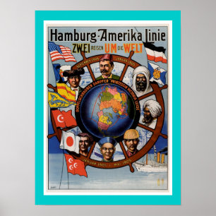 Amerikanische Linie Plakat Hamburgs