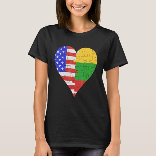Amerikanische litauische Flaggenherzen T-Shirt (Vorderseite)