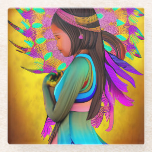 Amerikanische Little Girl AI Art Glasuntersetzer