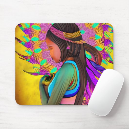 Amerikanische Little Girl AI Art Mousepad (Mit Mouse)