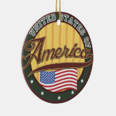 Amerikanische Logo-Reiseplakat Keramikornament (Rechts)